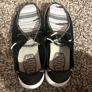 Hey Dude shoes, worn a few times. Black and white.